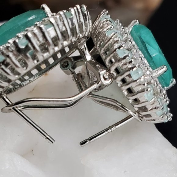 Sterling Silver 925 Earrings Natural Chalcedony Gem Designer Silversmith - Picture 4 of 11